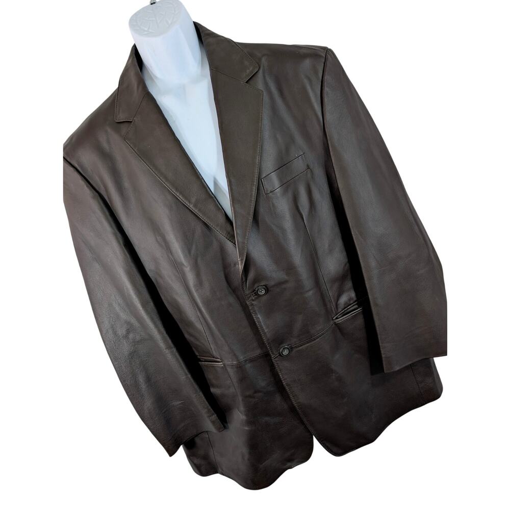 NWOT! STAFFORD! LUXE ESPRESSO BROWN GENUINE LEATHER MENS DRESS JACKET! SIZE XL